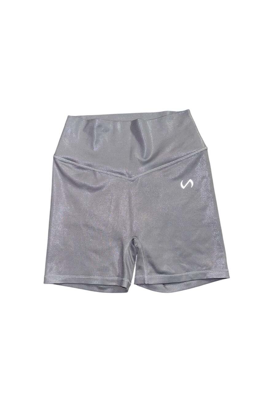 TLF Metallic Shimmer High Waisted V-Contour Workout Shorts